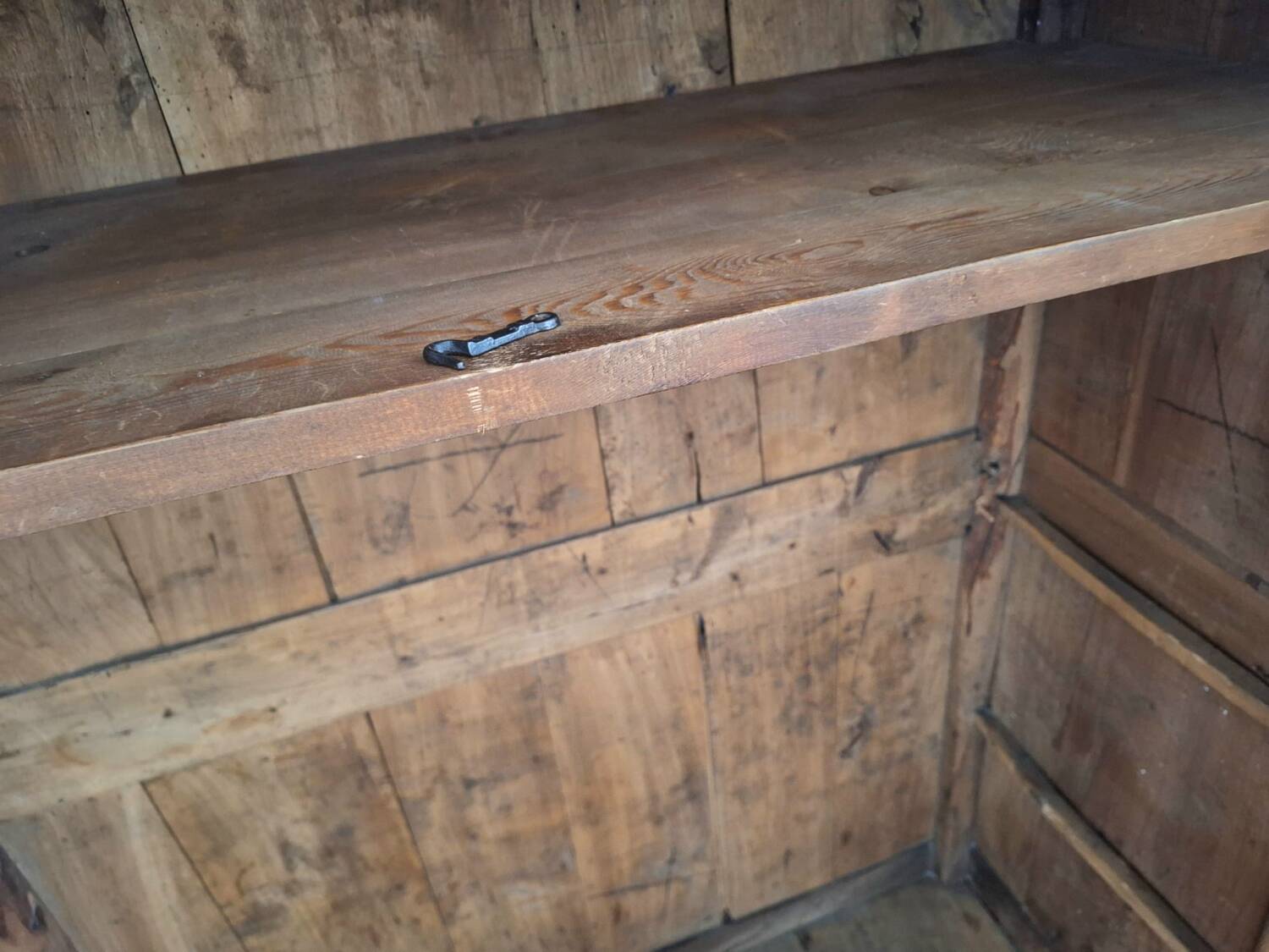 Antique wardrobe, vintage wooden dressing cabinet.