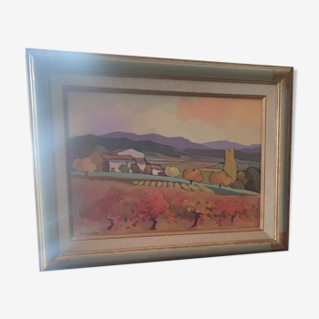 Painting by Lorraine Jordan entitled the farmhouse in Lacoste