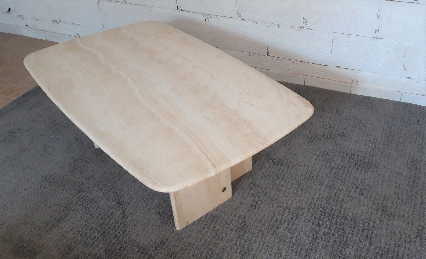 Vintage 70s travertine coffee table
