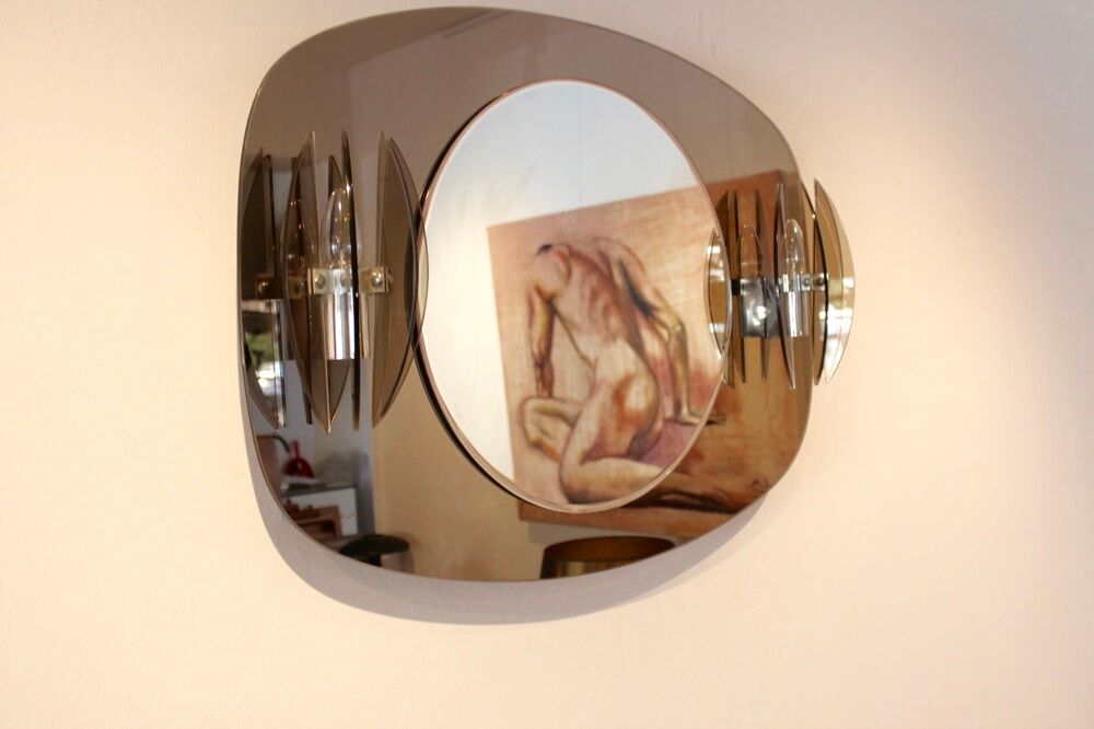 Glass mirror Italian two-tone with sconces glass