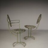 Chaises de jardin modernistes en acier. Années 1960. Lot de 2.