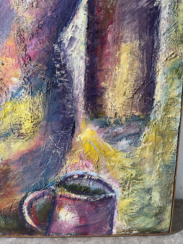 Nature morte aux bouteilles, huile sur toile