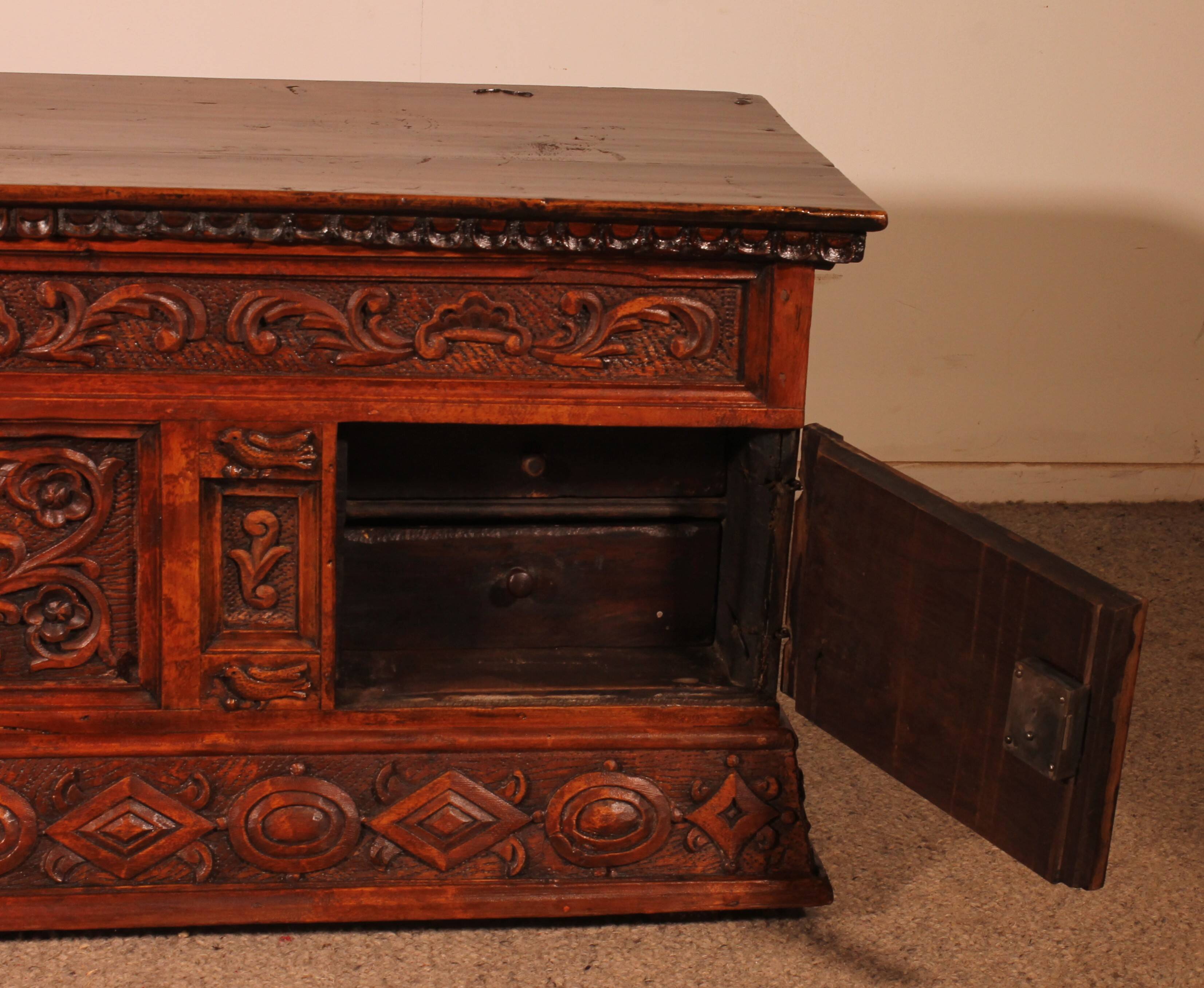 Catalan Chest from the 18th Century with a small door