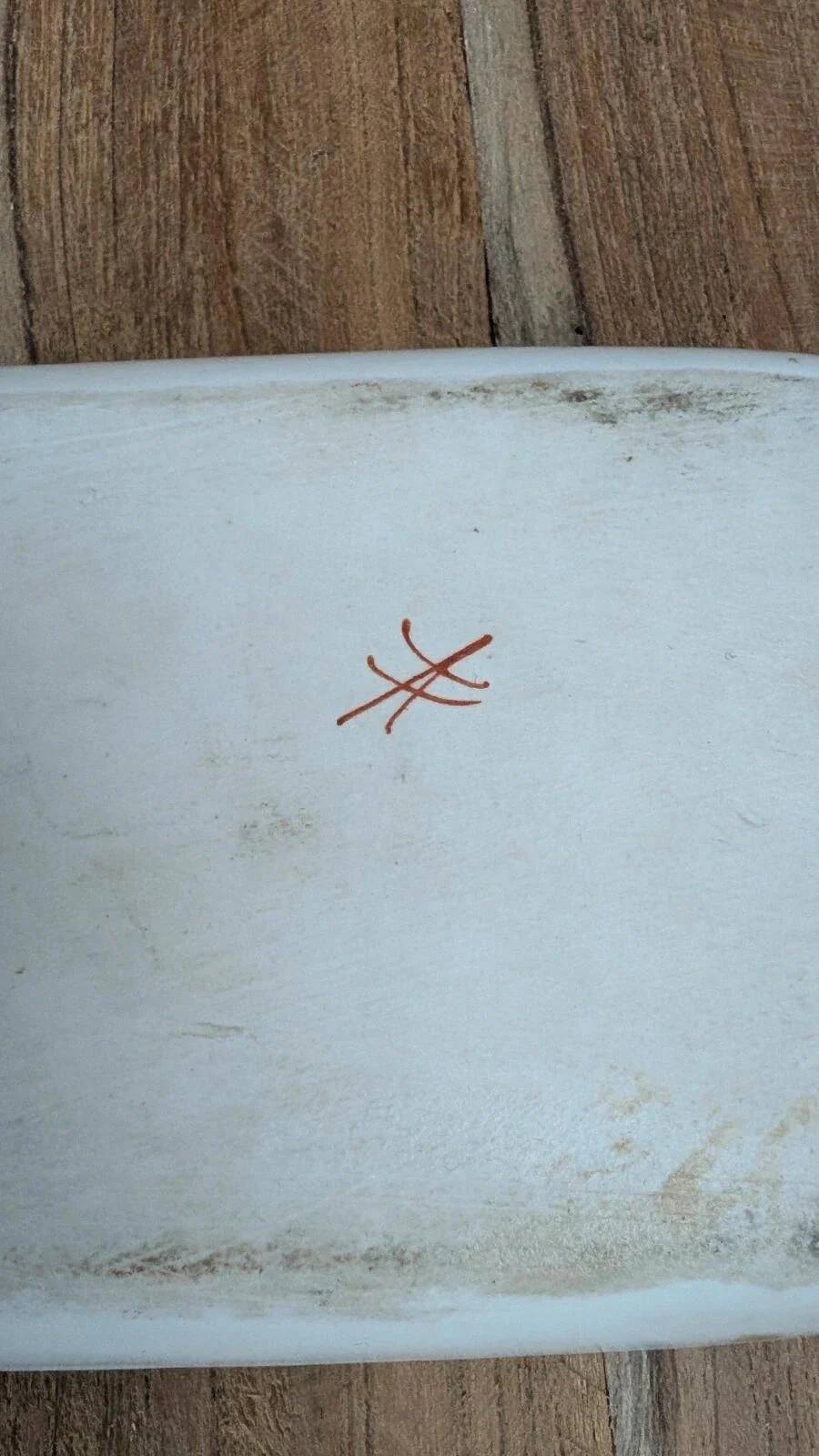 Vintage hand-painted set – tray + coconut tree + mini ramekin