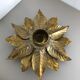 Set of 3 Golden Florentiner Leaf Theatre Wall Ceiling Light Sconces, Italy 1960s