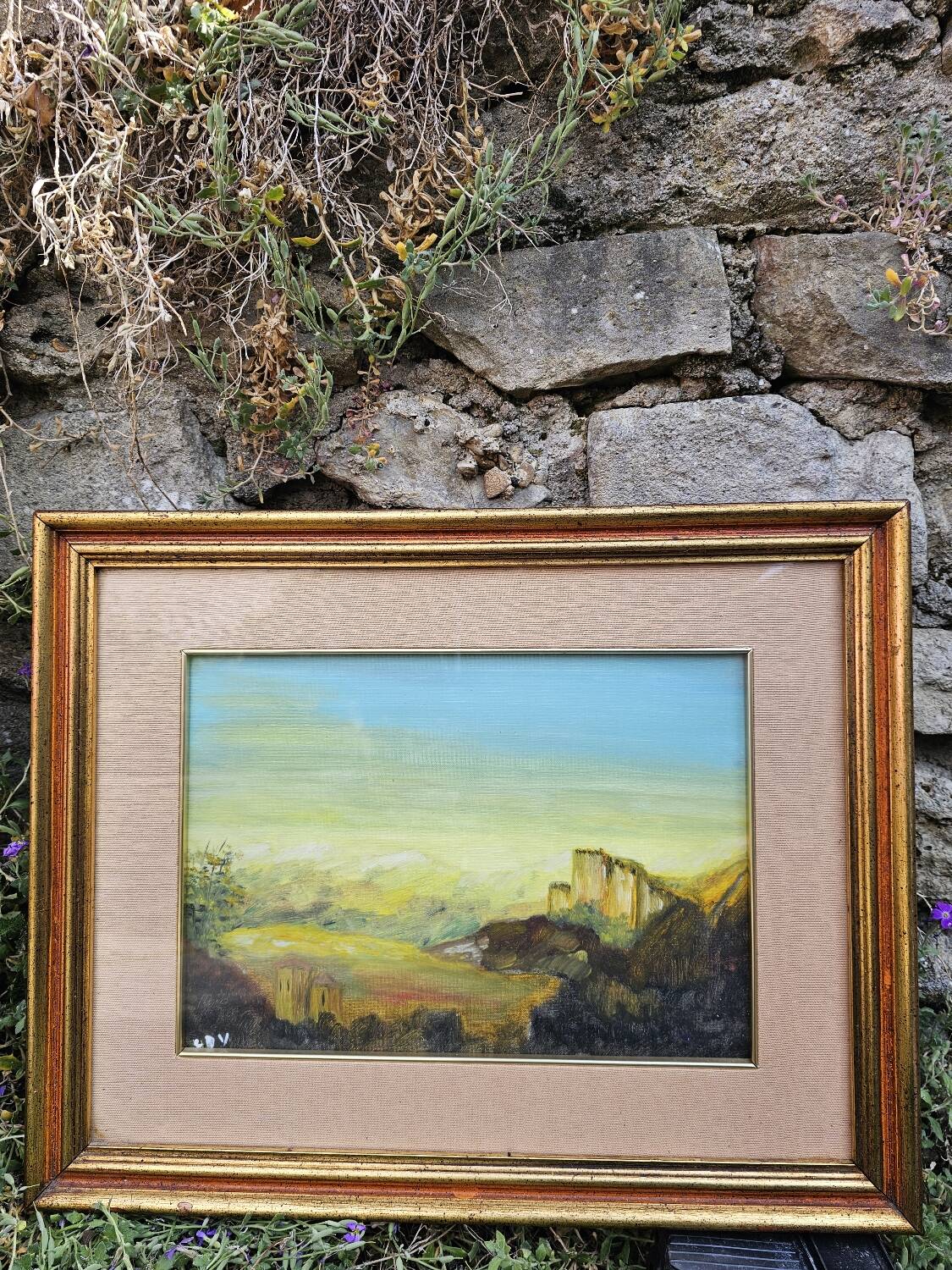 Antique framed and glazed painting