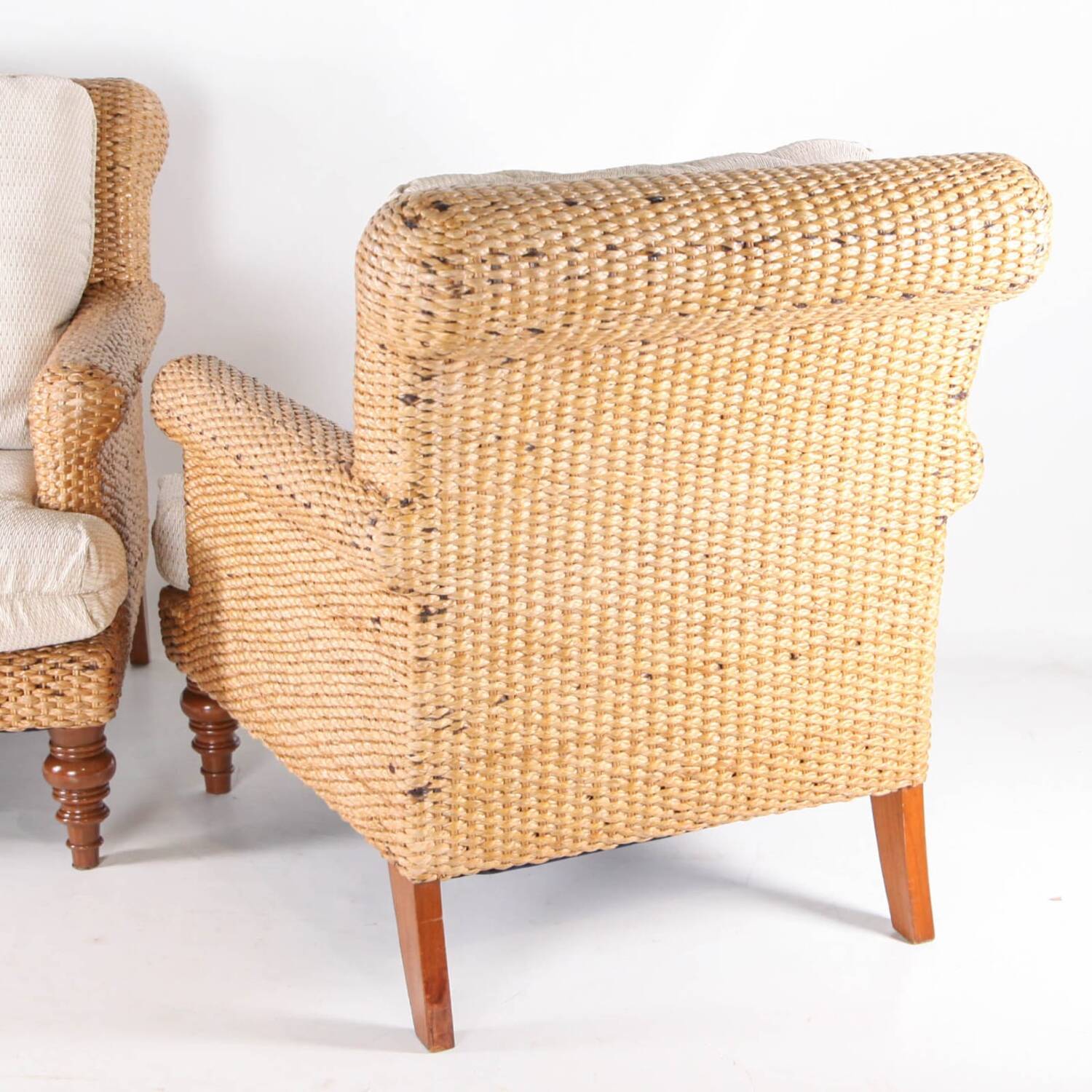 Pair of wicker armchairs