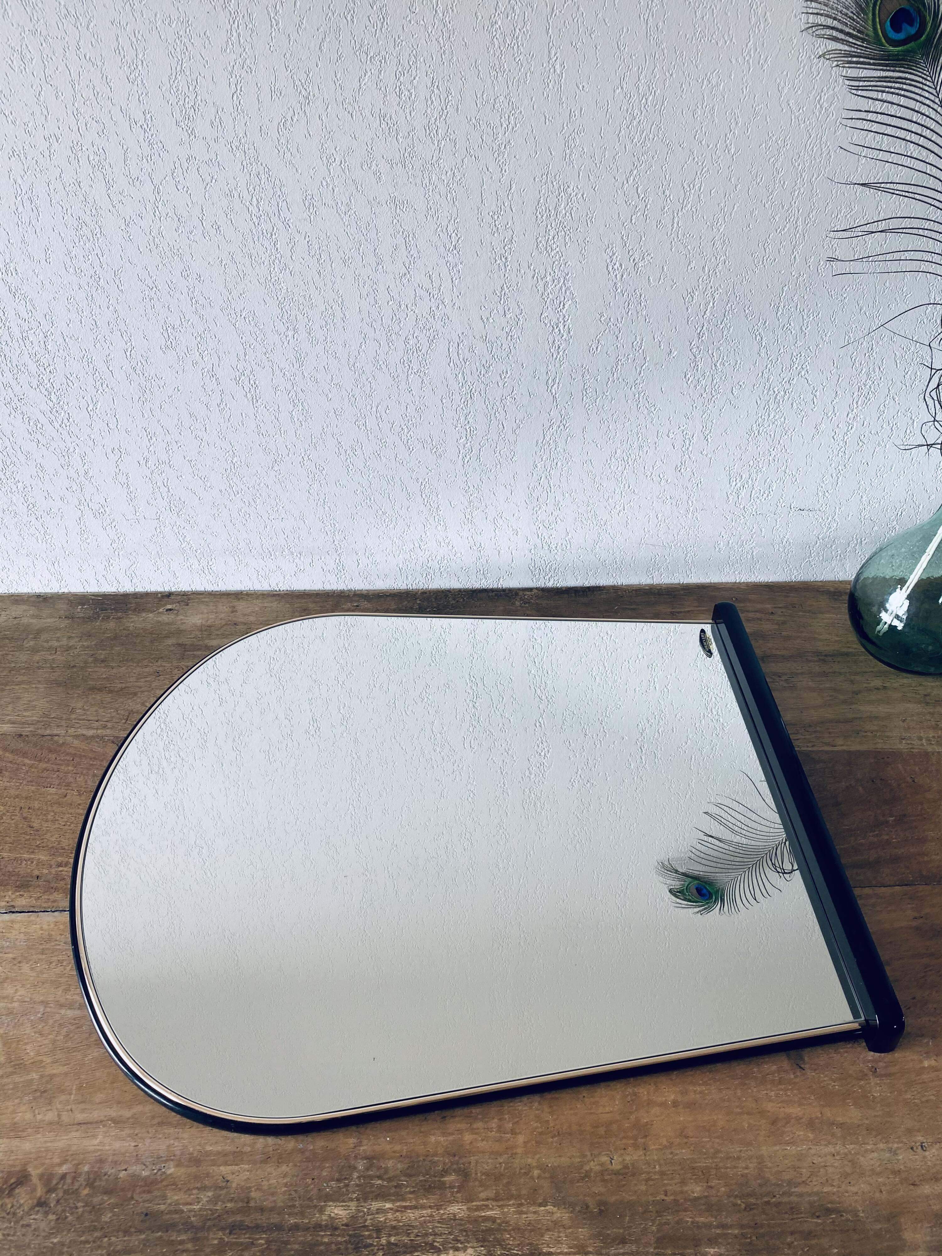 Black and gold art deco mirror - 81x69cm