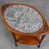 Art Nouveau Side Table in Walnut and Marble, France ca. 1915