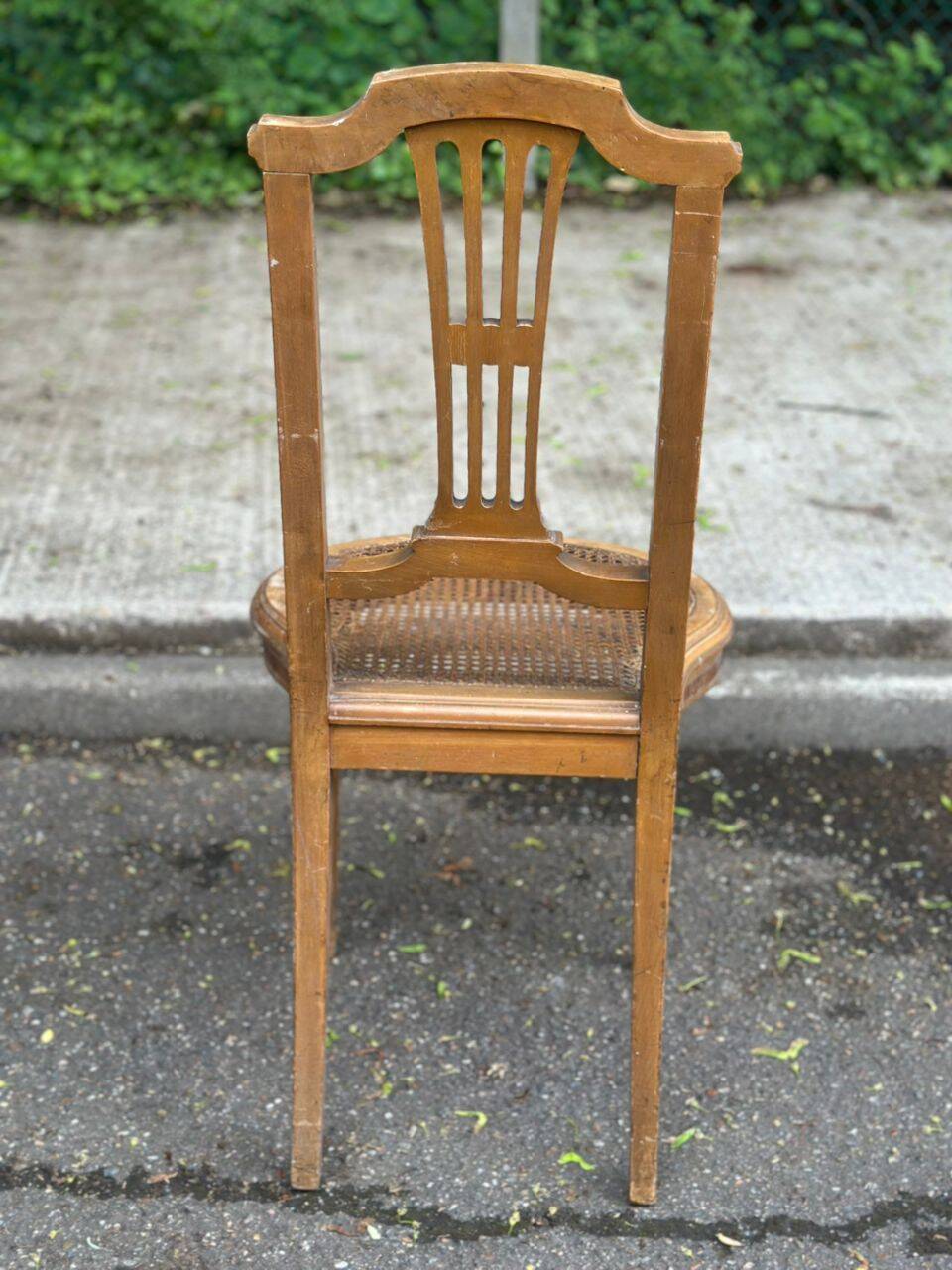 Louis XVI lyre chair, solid wood, caned.