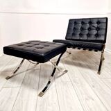 Mid Century Style Barcelona Lounge Chair and Footstool