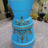 Golden blue opaline vase