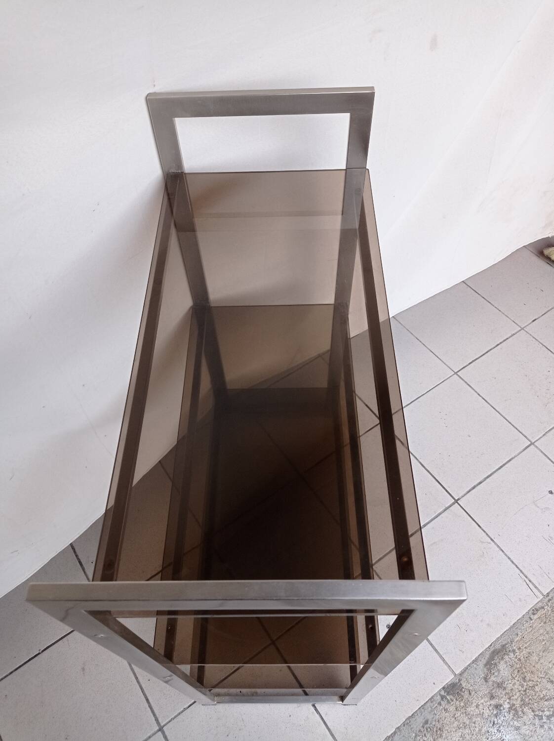 Metal and smoked glass shelf