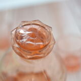 Vintage pink decanter with its 6 glasses