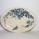 Oval serving dish in Gien earthenware model Bouquet, terre de fer