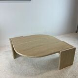 Coffee table Roche Bobois "eye" in travertine, 1970