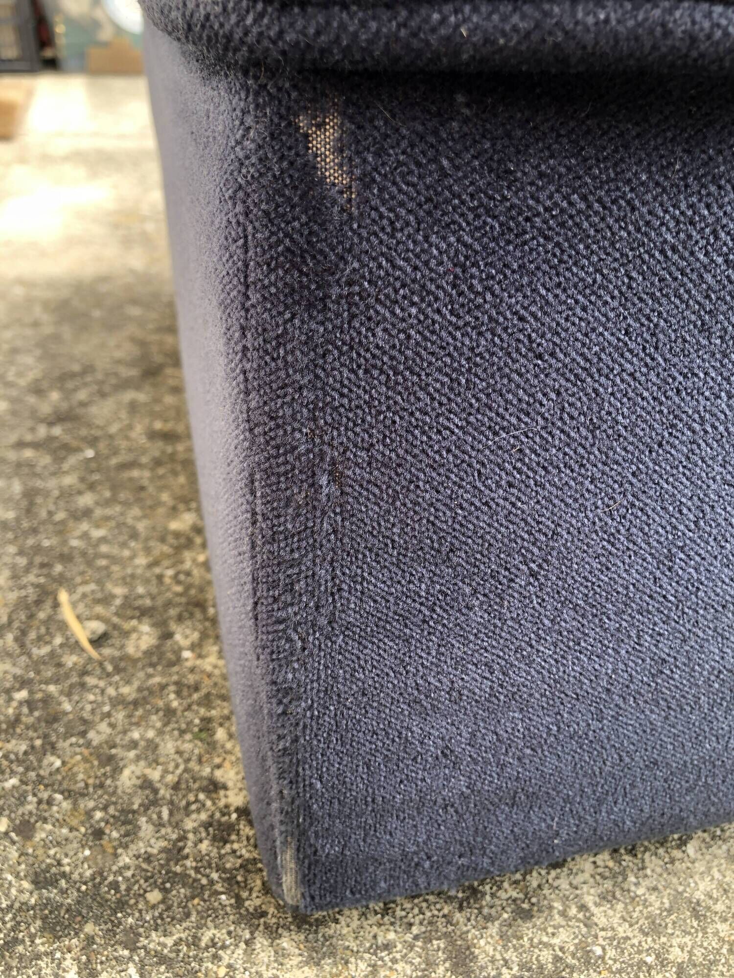 Driver / armchair and ottoman, in midnight blue velvet, 1970/1980