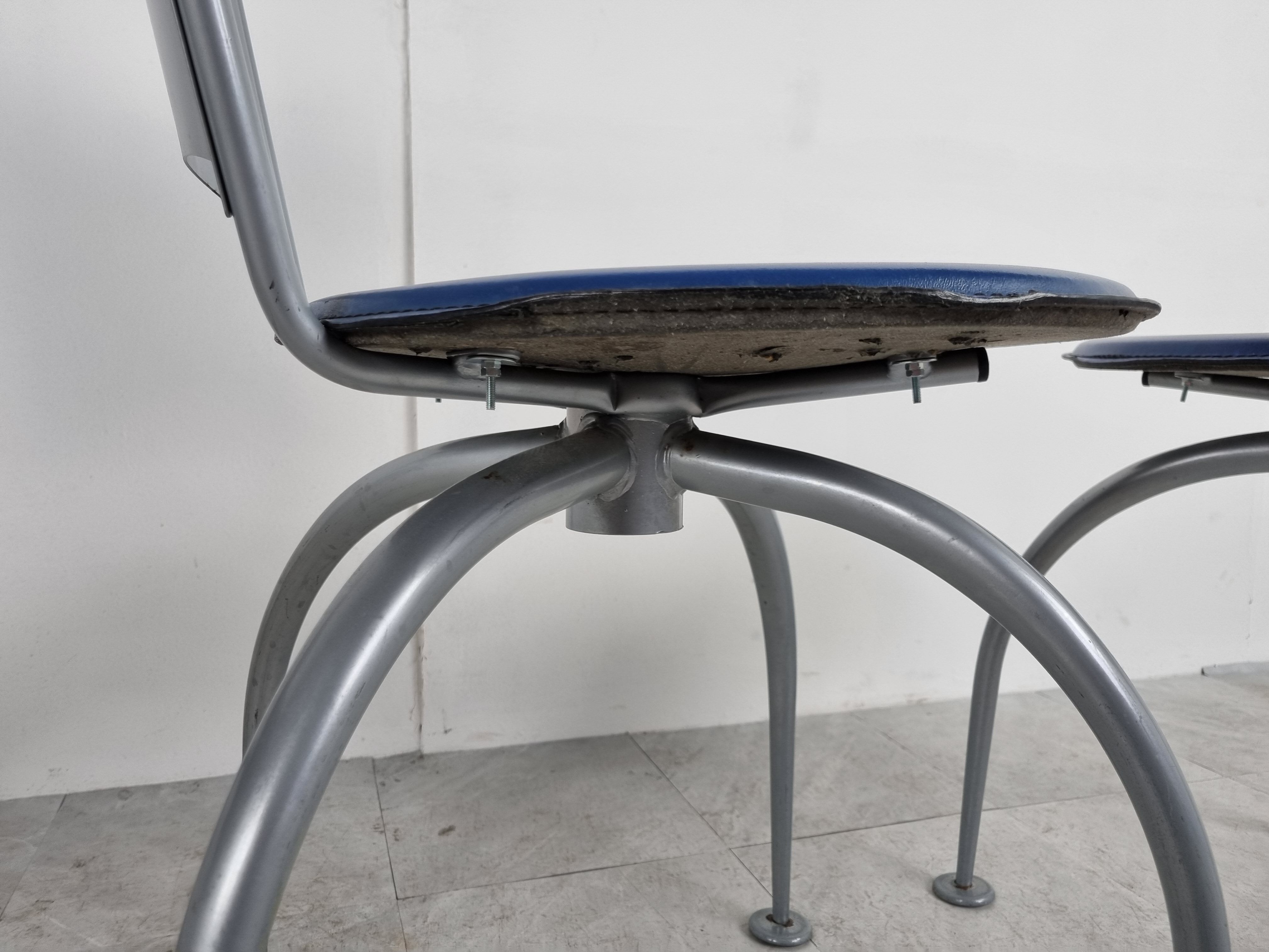 Post modern metal dining chairs, 1990s