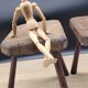 Pair of solid octagon cowhide tripod stools