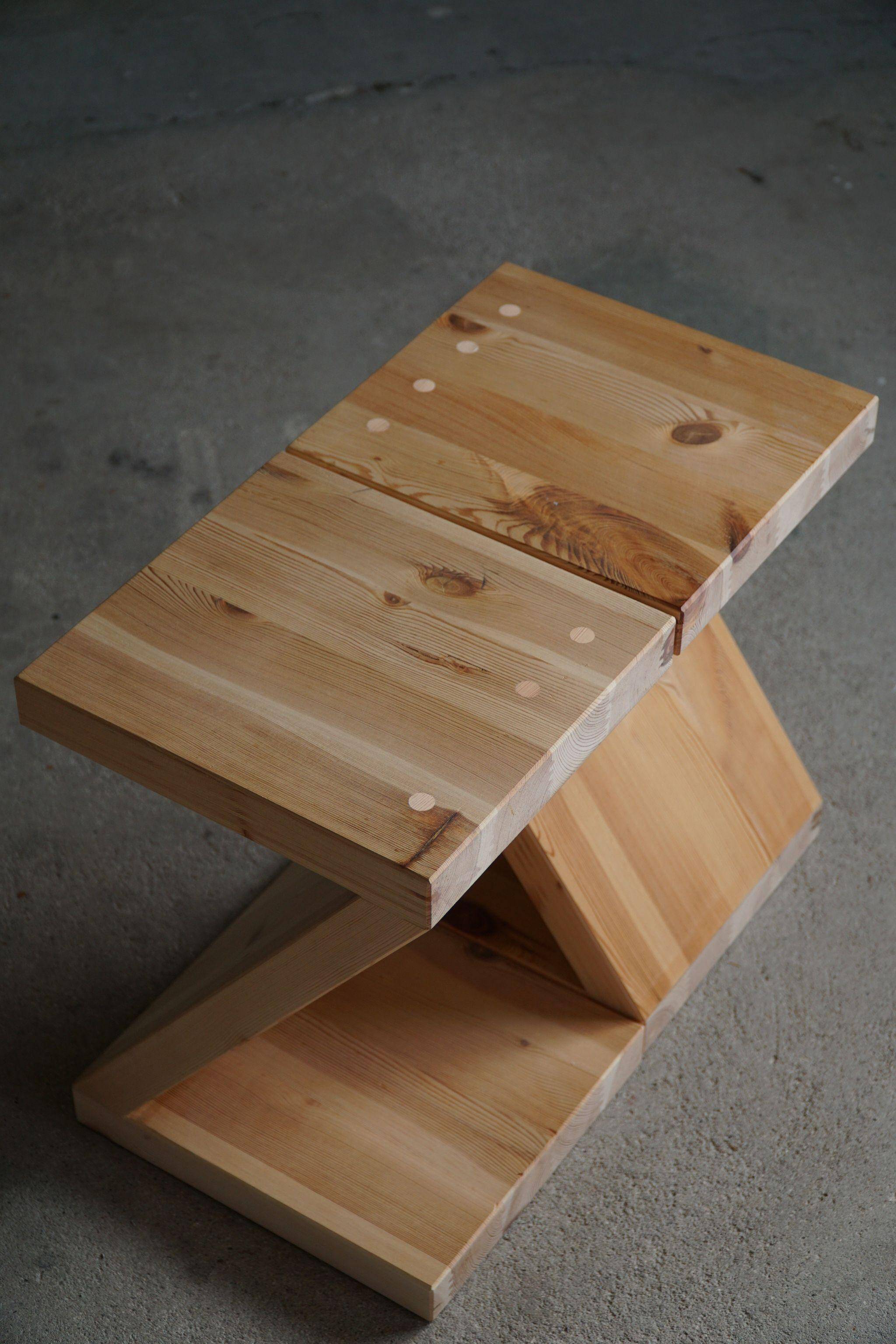 Eliaselias stool/table in recycled solid pine, Danish design 2022.