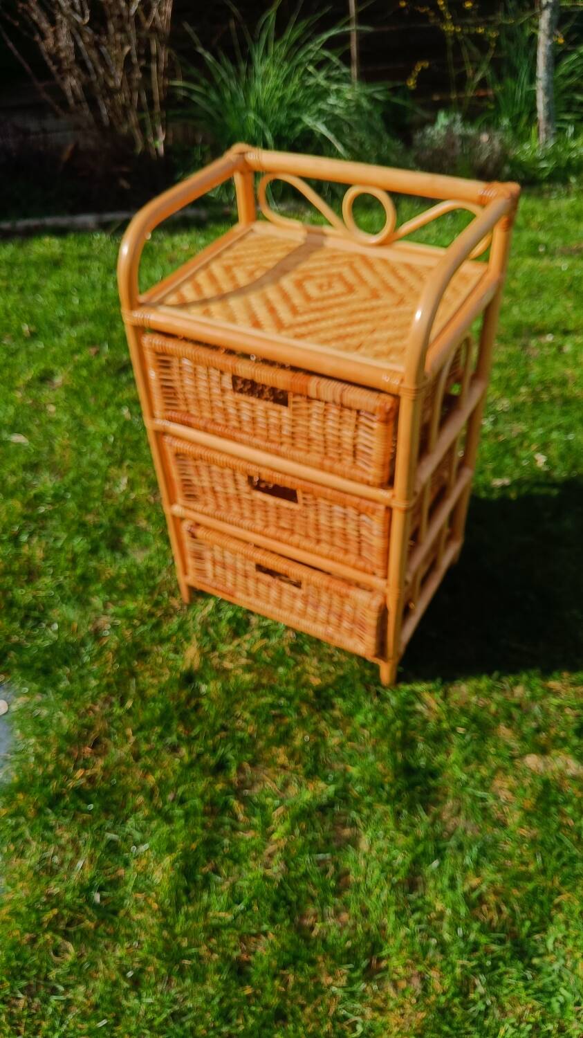 Vintage rattan chest of drawers