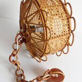 Handcrafted Bamboo and Rattan Pendant Lamp, Spanish Modernist, 1960s