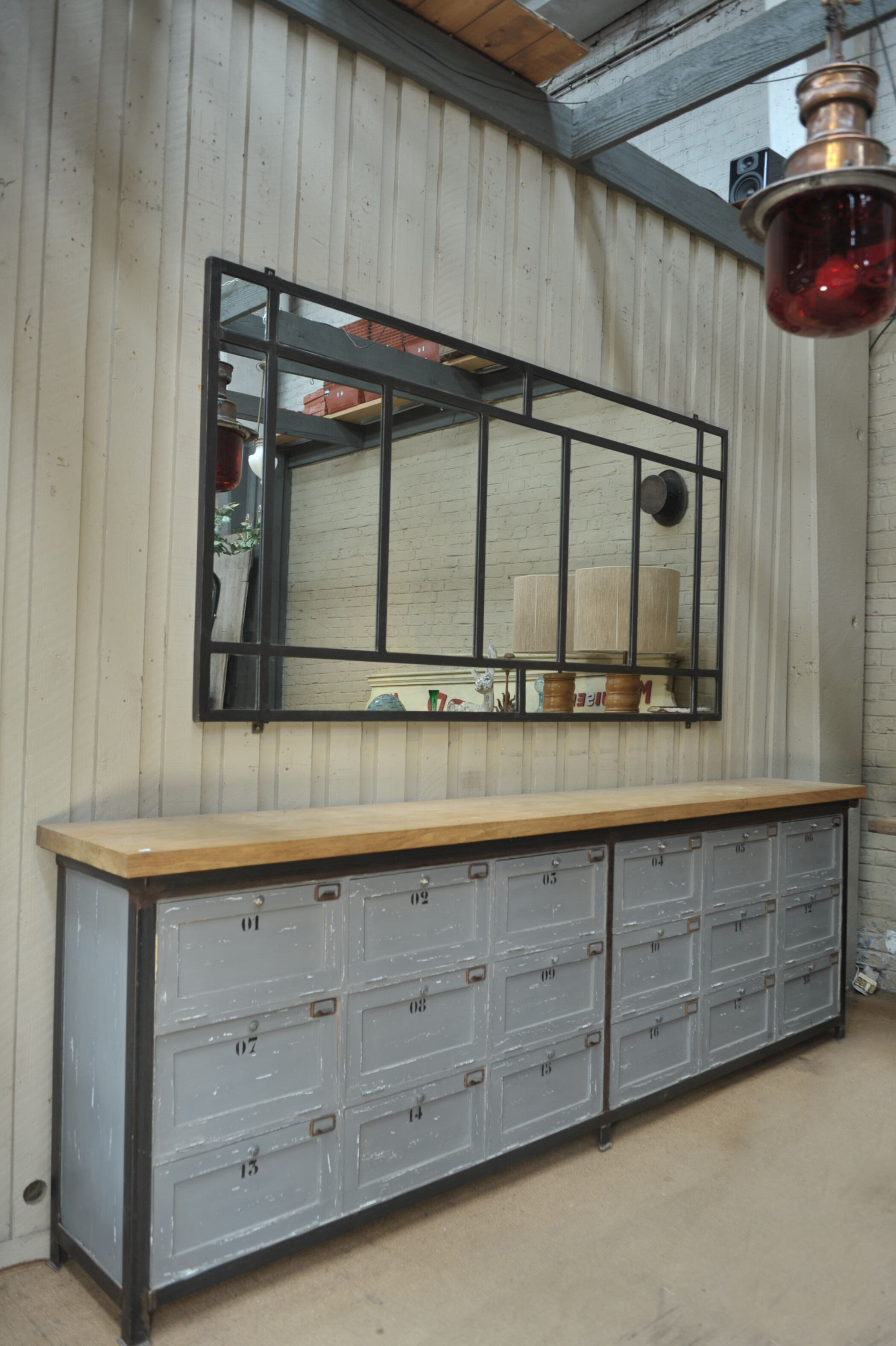 Industrial metal mirror 1930s - 112x221cm