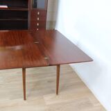 Table basse em bordet réhaussable et extensible 1960 suede