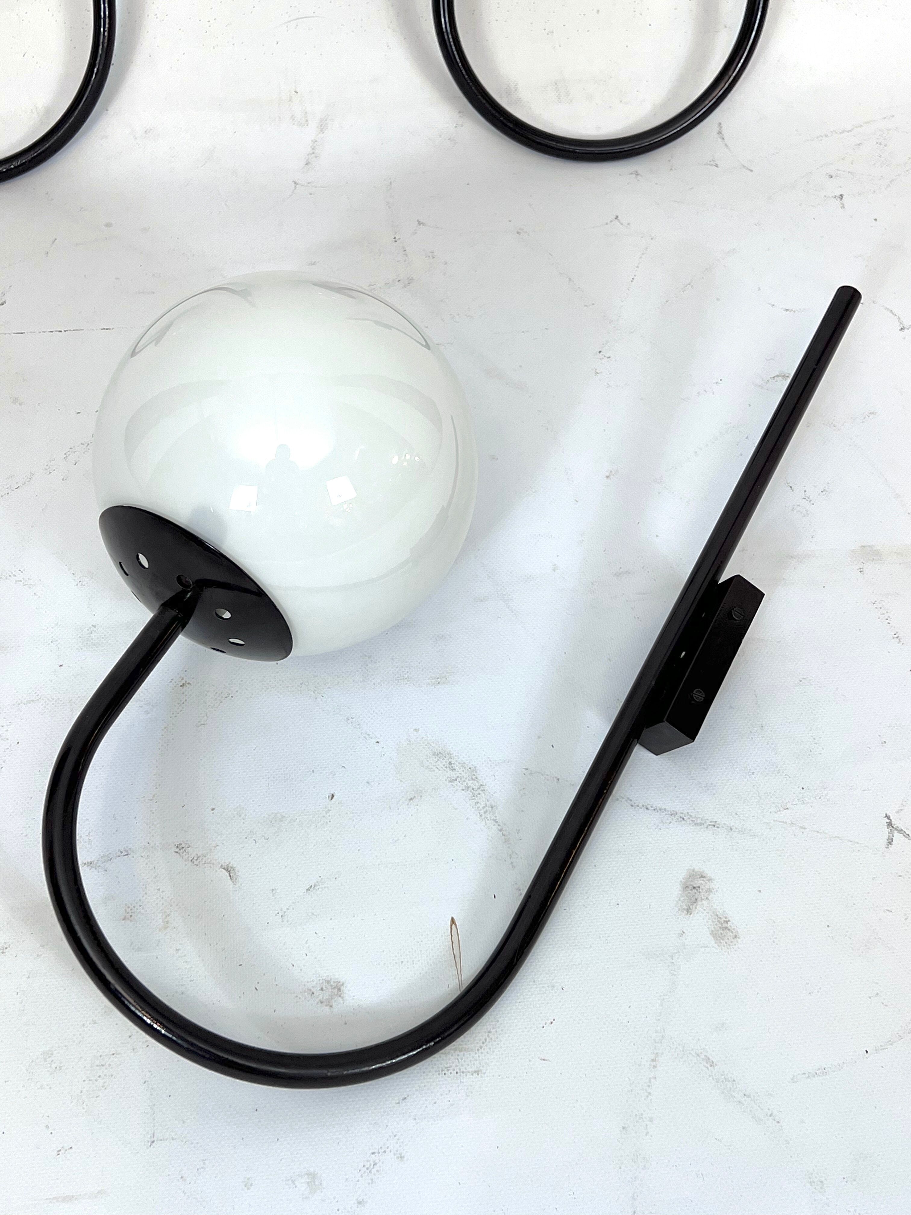 Mid-Century Italian set of three large sphere wall lamps from 60s