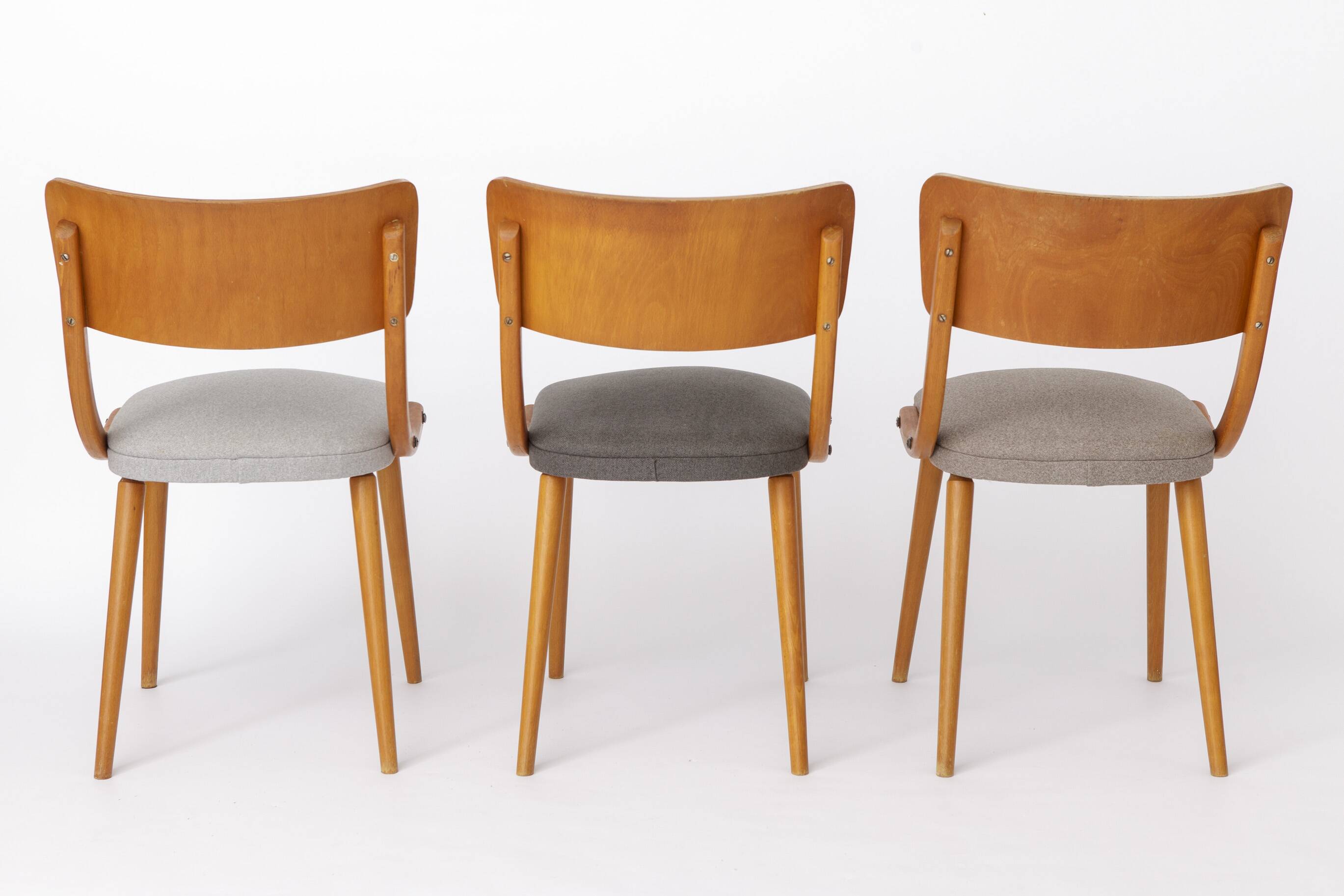 Set of 4 Vintage Bentwood Dining Chairs, 1950s German Mid-Century Beech