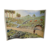 Affiche scolaire rossignol n°15 et 16 le plateau calcaire et terrain granitique