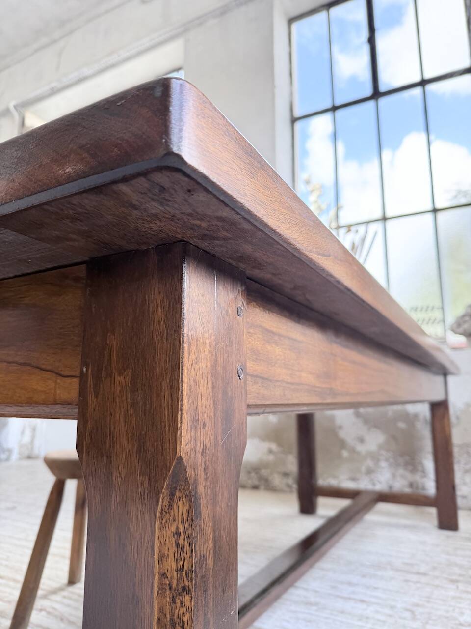 Table de ferme campagne noyer massif XL 250cm