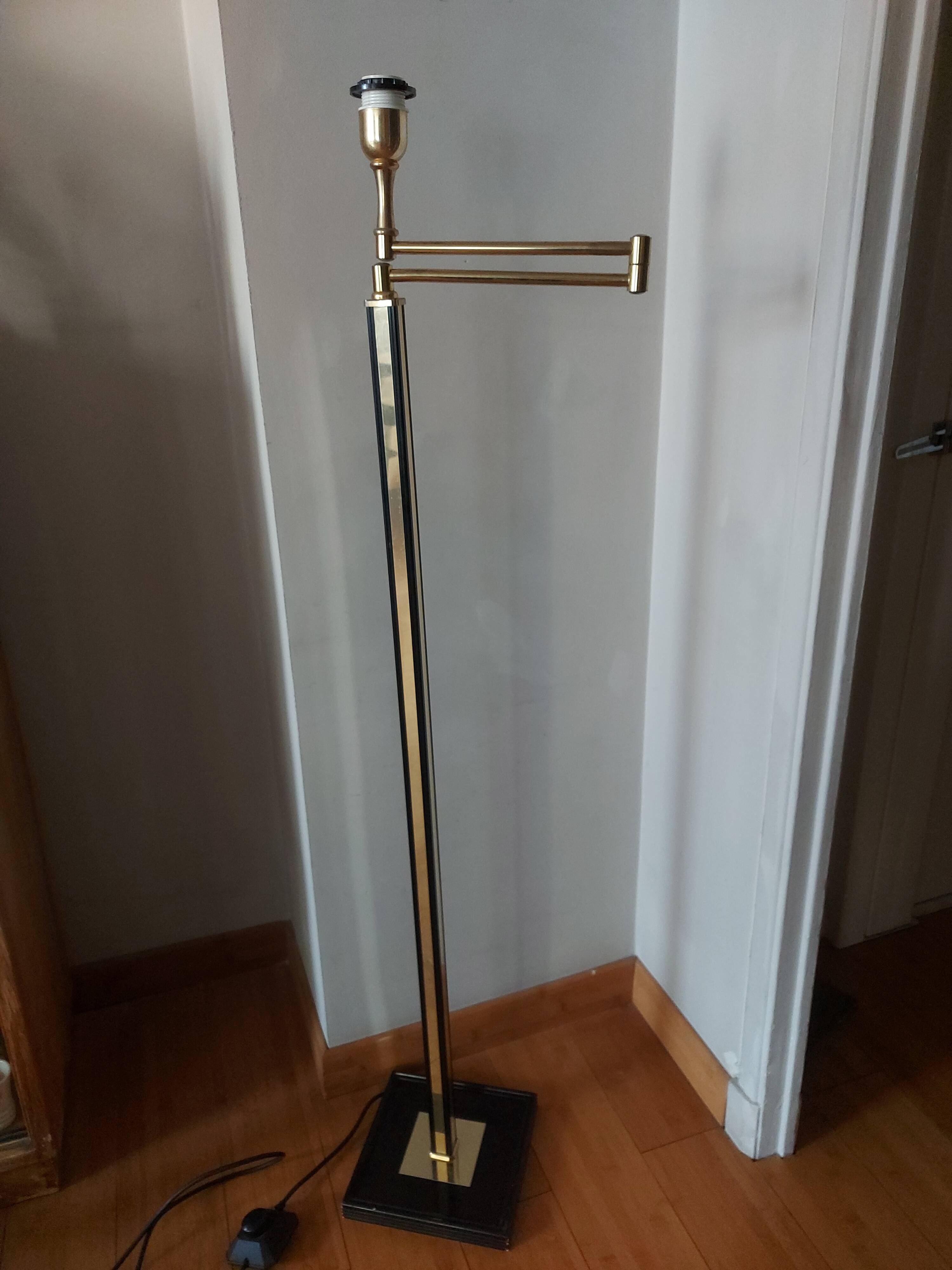 Vintage reading floor lamp in gold metal