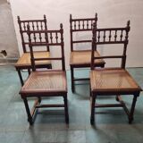4 chaises rotin & bois