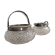 Creamer and jam maker in diamond-point crystal and silver rim, circa 1930