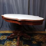 Violin table in mahogany and marble, 19th century