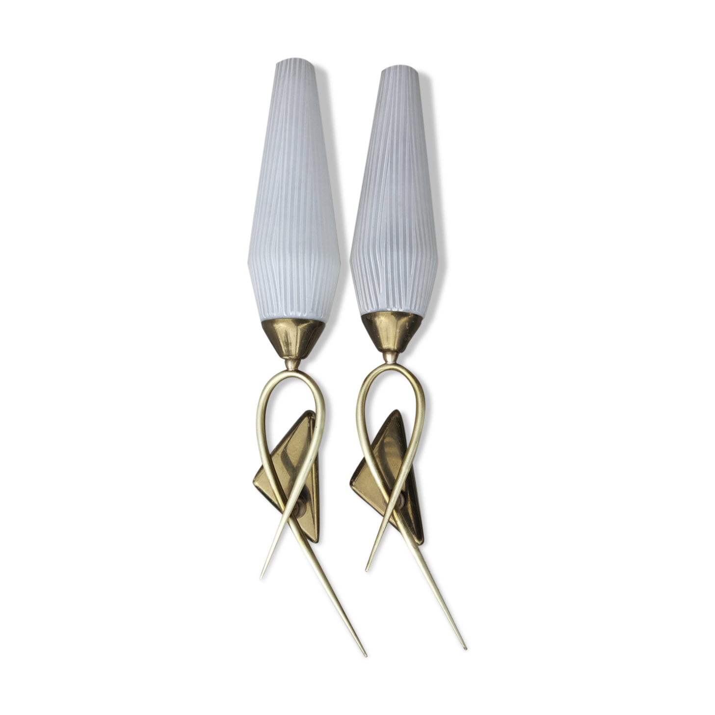 Pair of wall lamps, lunel edition, 1961 paris, vintage 50s, 60s.