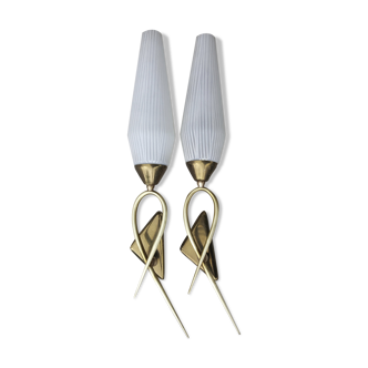 Pair of wall lamps, lunel edition, 1961 paris, vintage 50s, 60s.