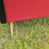 Pair of vintage 60s armchairs – Red and black faux leather