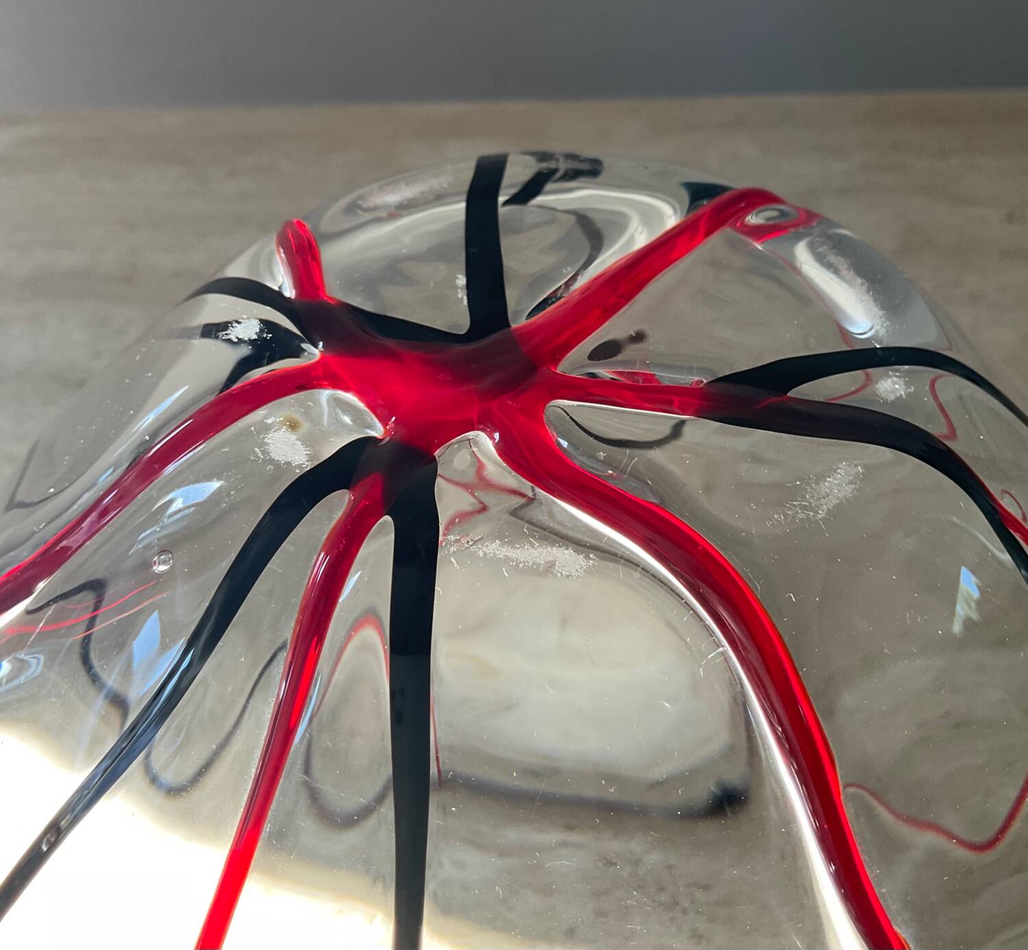 Vintage ball vase in blown glass and glass paste