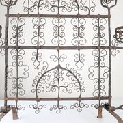 Spanish Wrought Iron Fireplace Screen Candelabra, Arts and Crafts, 1880s