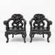 Pair of Chinese Qing Dynasty Carved Dragon Armchairs,Ebonized Hardwood,19th