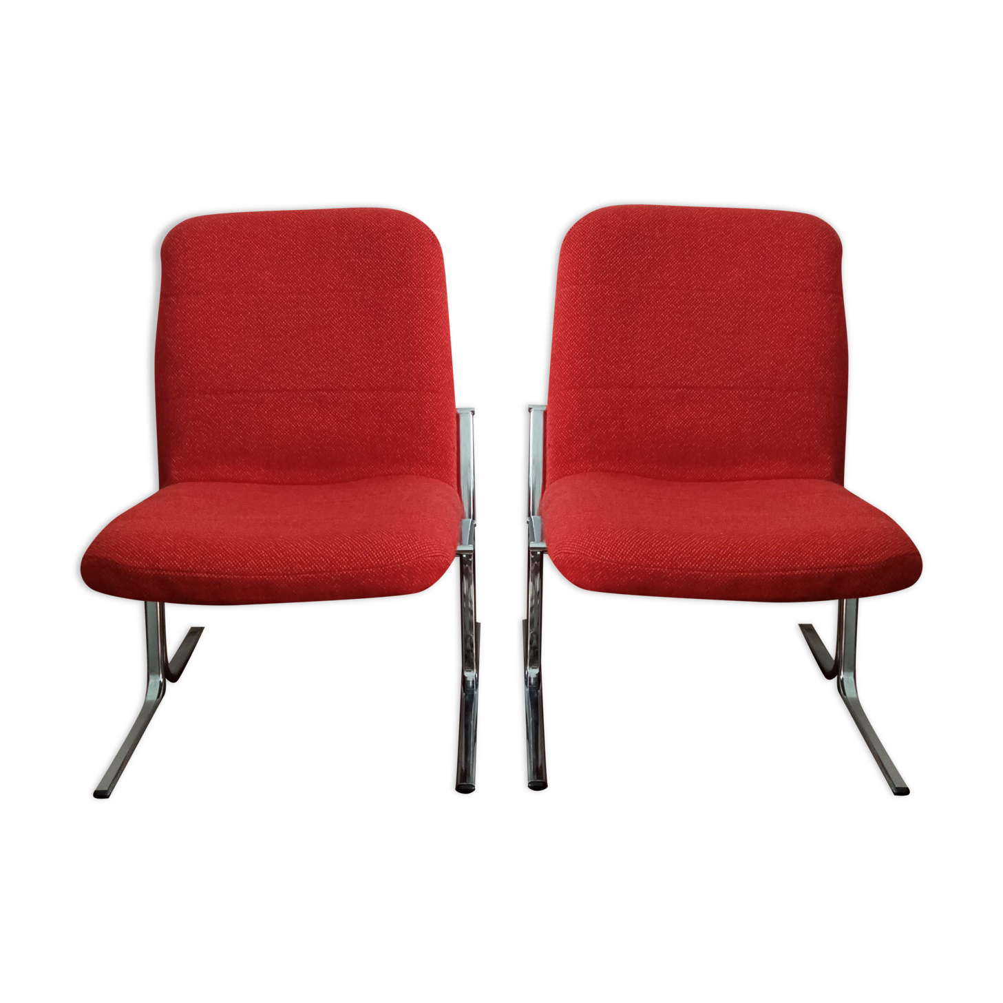 Armchairs 70s fabric and chrome