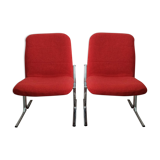 Armchairs 70s fabric and chrome