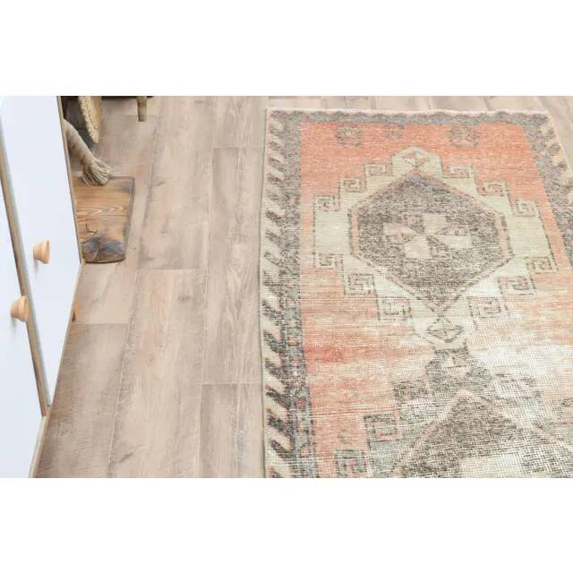 1970s Turkish Oushak Handmade Wool Cotton Orange Runner Rug 85x266