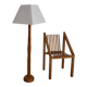 Modernist blond oak floor lamp