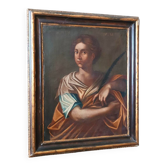 Huile sur toile ancienne - Sainte Agnès - École romaine, XVIIe siècle