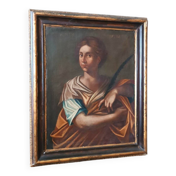 Oil on canvas antique - Saint Agnes - Roman school, 17th century