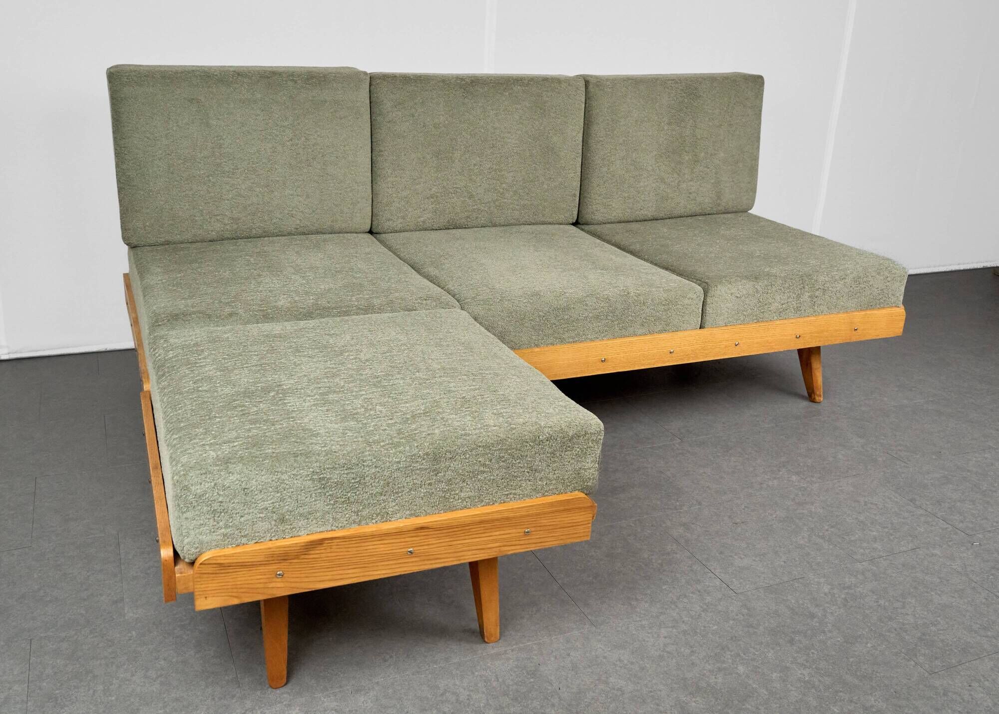 Vintage Corner Sofa Bed with Ottoman, 1960s, Czechoslovakia