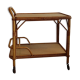 Serving table in rattan and vintage wicker